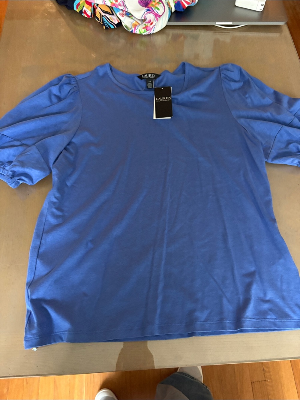 Lauren Ralph Lauren Royal Blue Puff Sleeve Tee